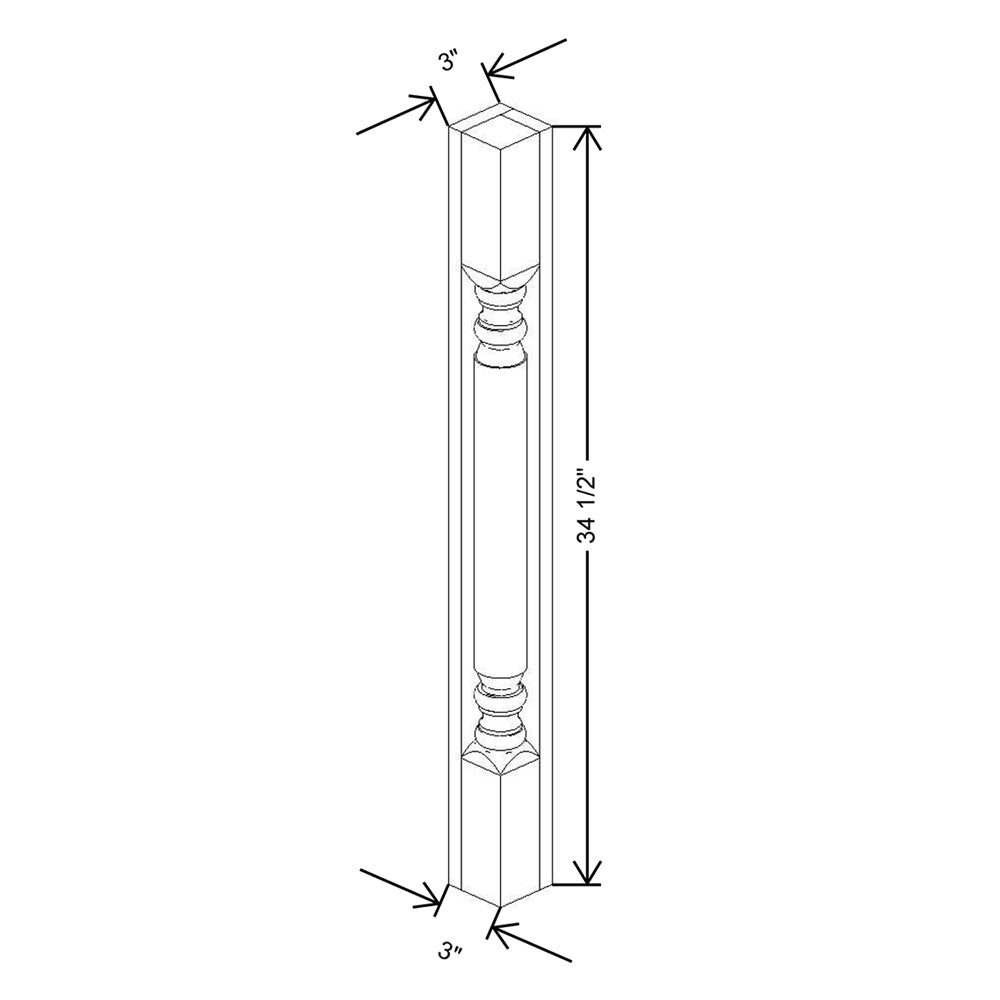 CNC Concord Fashion White 3" W X 34 1/2" H Corner Post Plain