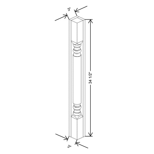 CNC Concord Fashion White 3" W X 34 1/2" H Corner Post Plain