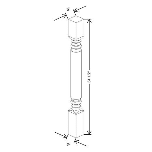 CNC Concord Fashion White 3" W X 34 1/2" H Post Plain