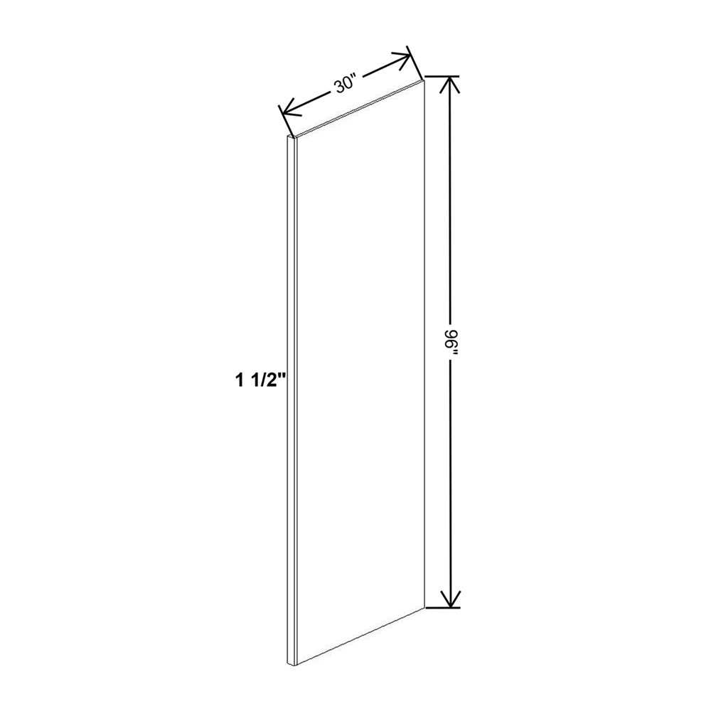 Wolf Classic Dartmouth 5-piece White Paint Finished Refrig Panel - 30"W X 96"H X 1 1/2"D Vinyl