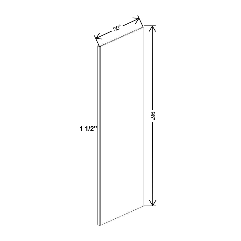 Wolf Classic Dartmouth 5-piece White Paint Finished Refrig Panel - 30"W X 96"H X 1 1/2"D Vinyl