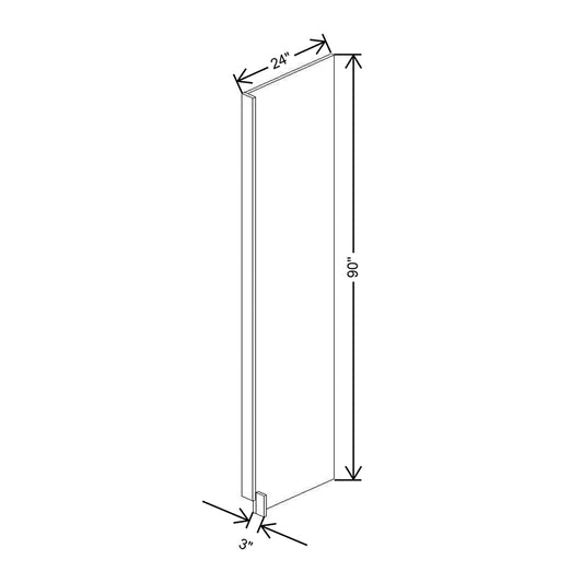 CNC Classic Milano Obsidian 3" W X 90" H Refrigerator & Dishwasher End Panel