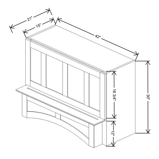 Fabuwood Allure Onyx Frost  42"WX30"H Arched Hood With Full Interior Stainless Steel Hood Liner 