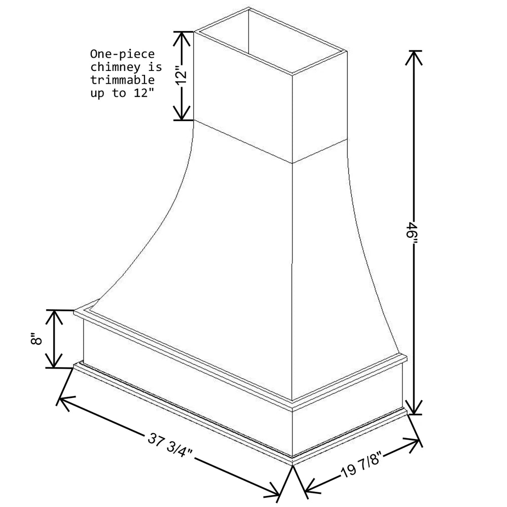 Fabuwood Allure Luna Desert Oak 37 3/4" W X 46" H X 19 7/8" D Timber Curved Artisan Hood