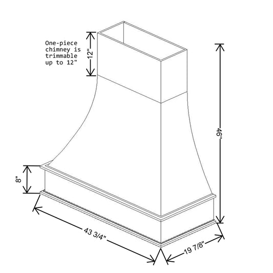 Fabuwood Allure Luna Desert Oak 43 3/4" W X 46" H X 19 7/8" D Walnut Curved Artisan Hood