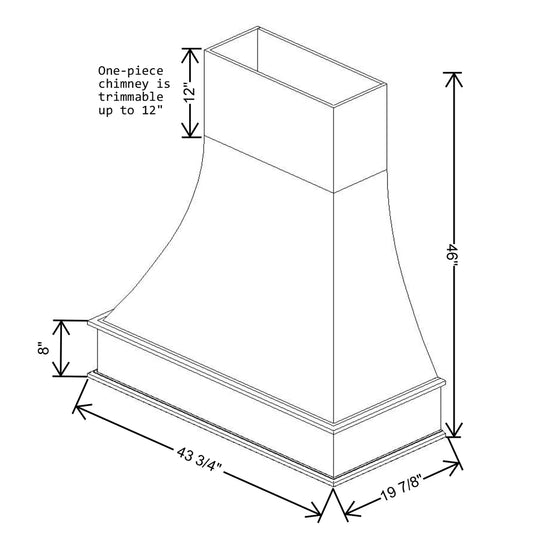 Fabuwood Allure Galaxy Desert Oak 43 3/4" W X 46" H X 19 7/8" D Curved Artisan Hood