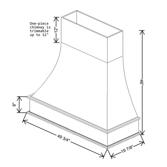 Fabuwood Allure Galaxy Desert Oak 49 3/4" W X 46" H X 19 7/8" D Curved Artisan Hood