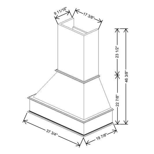 Fabuwood Allure Luna Desert Oak 37 3/4" W X 46 3/8" H X 19 7/8" D Timber Signature Hood