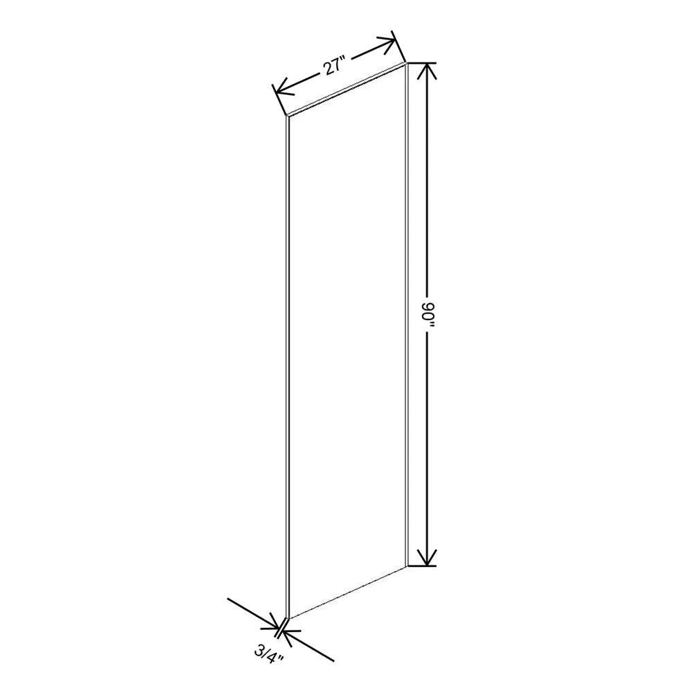 J&K White Shaker S8 Refrigerator Panel 3/4" W x 90" H x 27" D