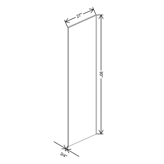 J&K White Shaker S8 Refrigerator Panel 3/4" W x 90" H x 27" D