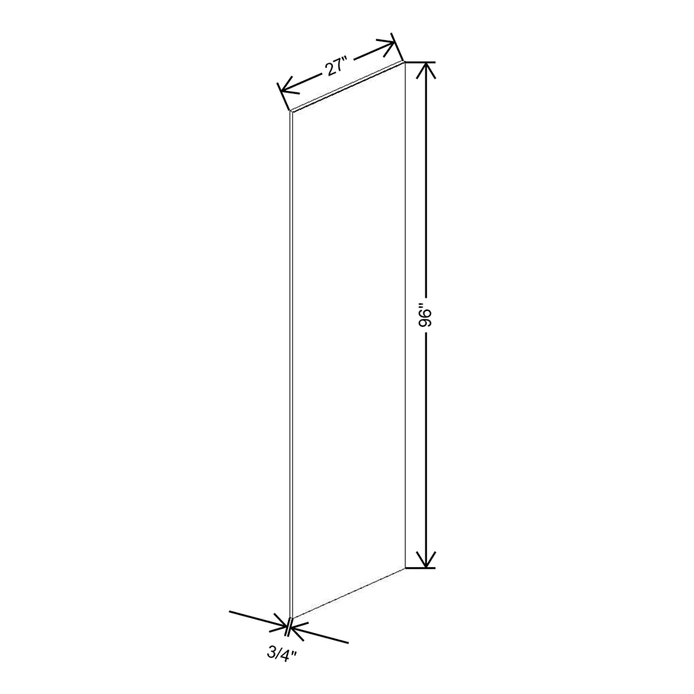 J&K White Shaker S8 Refrigerator Panel 3/4" W x 96" H x 27" D