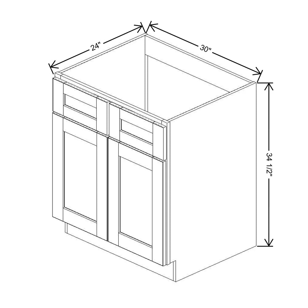 J&K White Shaker S8 Sink Base -30" W