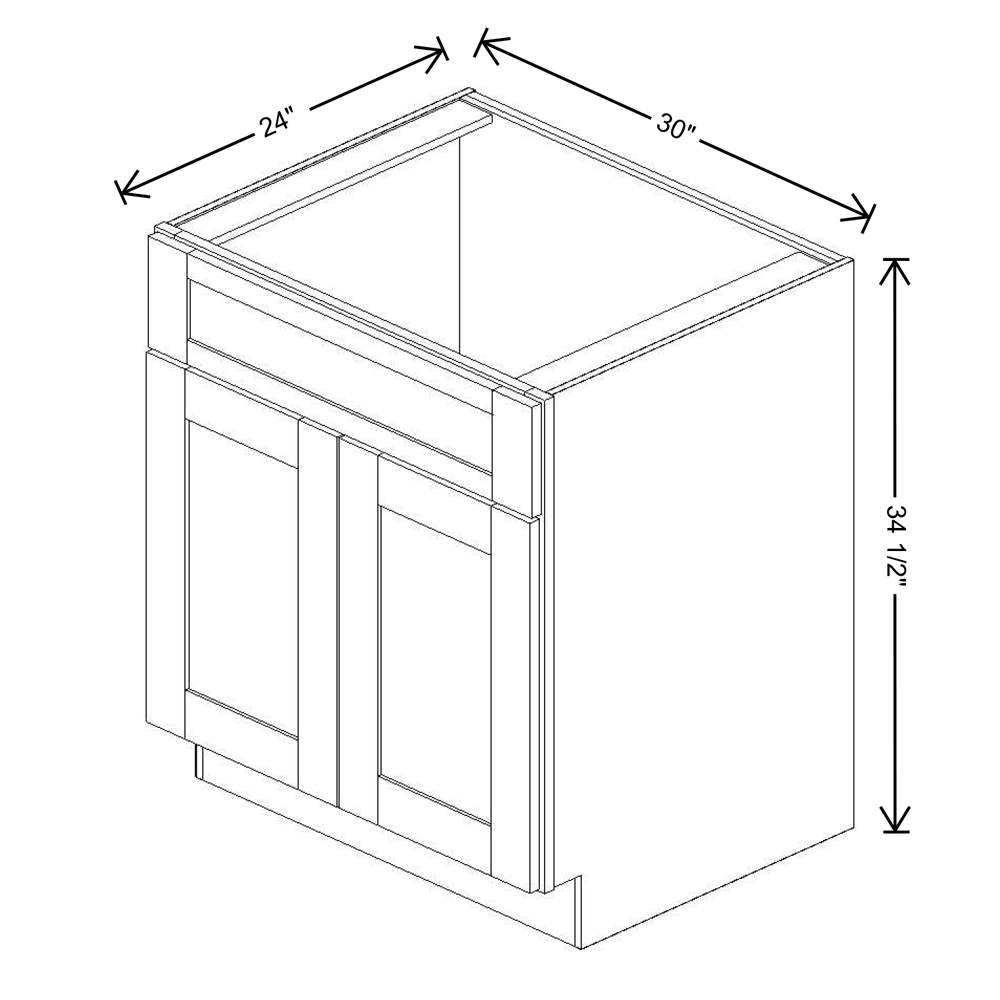 Fabuwood Quest Discovery Frost Sink Base 30"W Shaker Cabinet