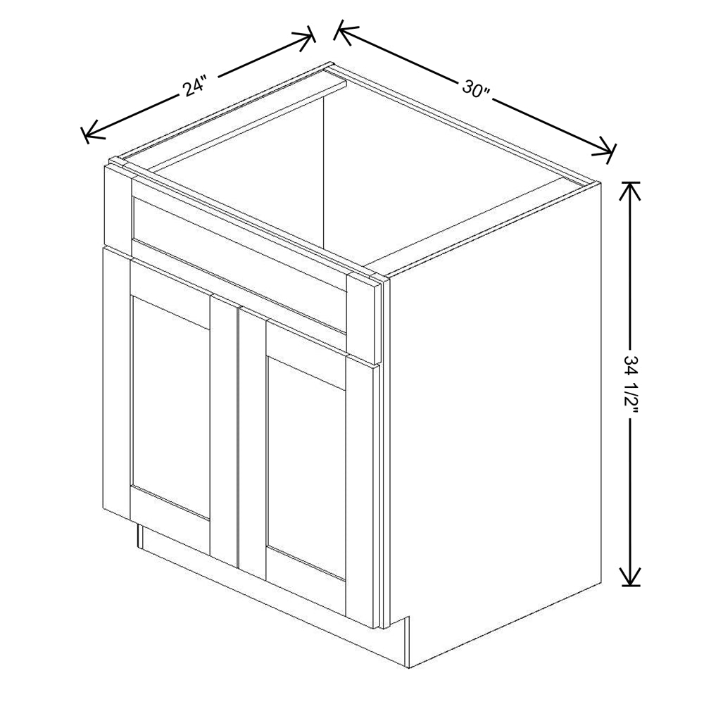 Fabuwood Allure Galaxy Cobblestone 30" W X 34 1/2" H X 24" D Double Door Sink Base Cabinet