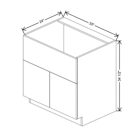 CNC Concord Fashion White 33" W Double Door Farm Sink Base Cabinet