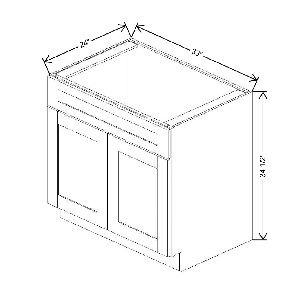 Fabuwood Allure Luna Timber 33" W X 34 1/2" H X 24" D Double Doors/Single False Drawers Sink Base Cabinet
