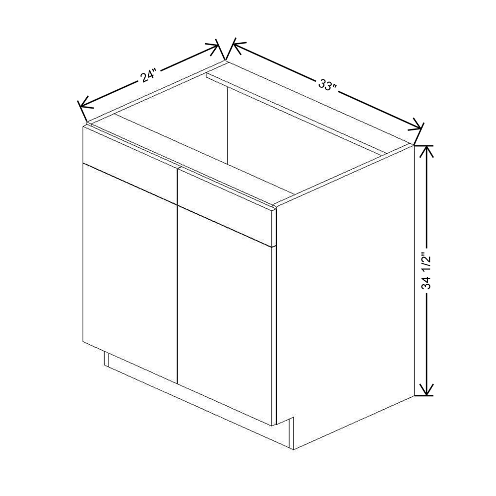 CNC Concord Newport White 33" W 2 Drawer Front Double Door Sink Base Cabinet