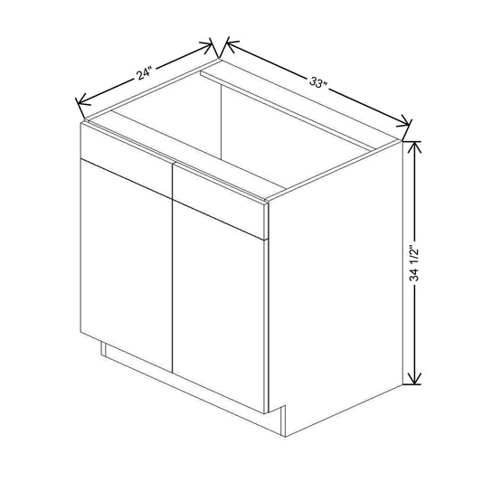CNC Concord Fashion White 33" W 2 Drawer Front Double Door Sink Base Cabinet