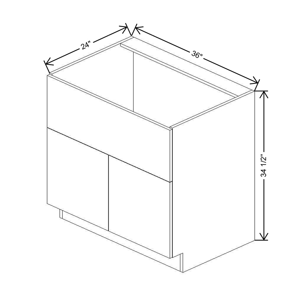 CNC Classic Milano Seaside 36" W Double Door Farm Sink Base Cabinet