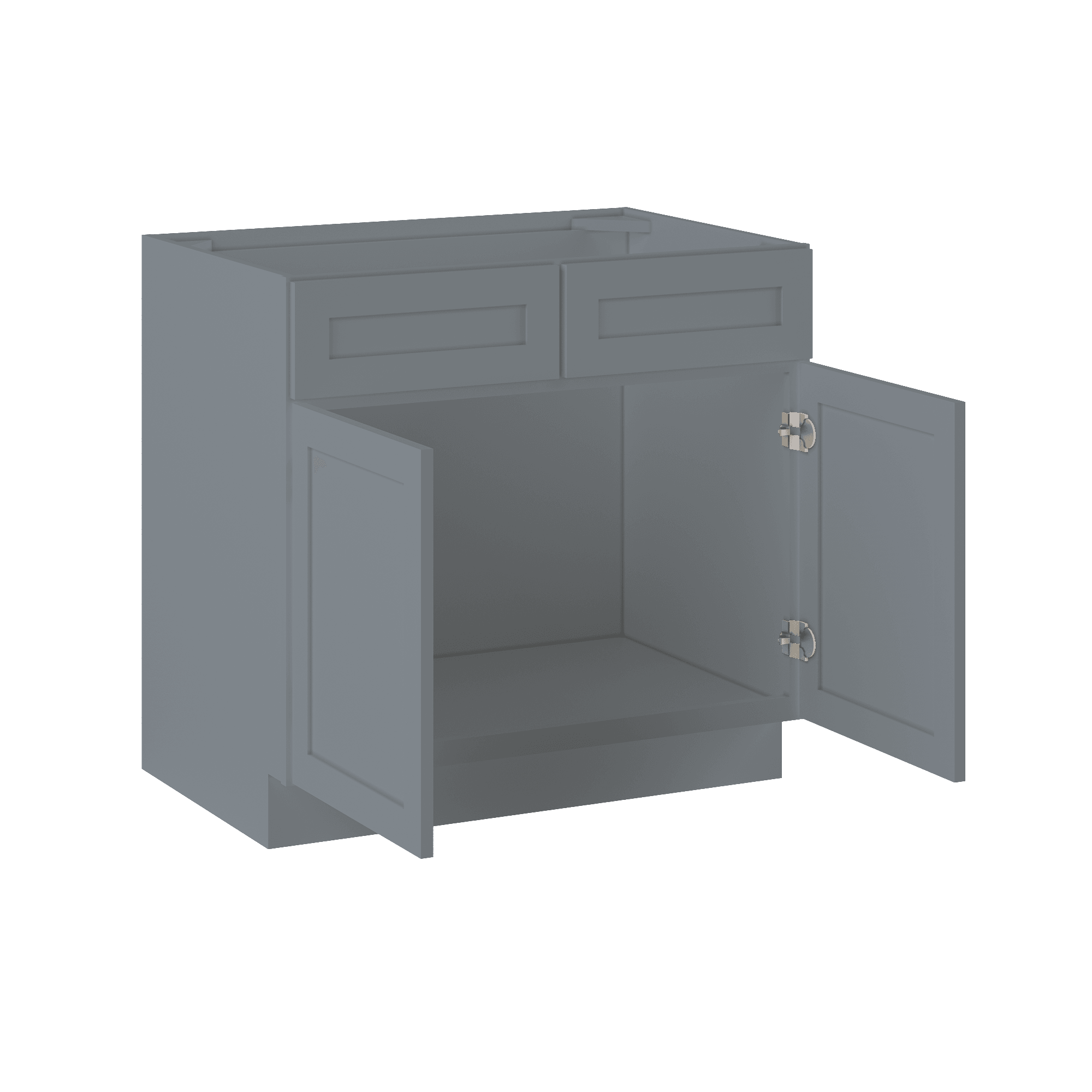 Sink Base Kitchen Cabinet SB36 Colonial Gray LessCare 36 in. width 34.5 in. height 24 in. depth