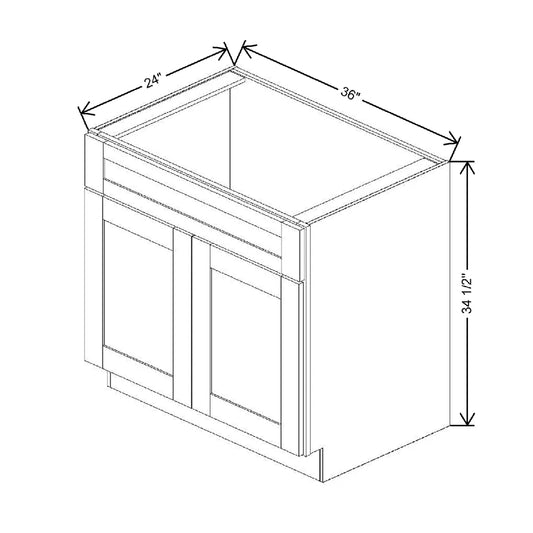 Fabuwood Allure Galaxy Dove 36" W X 34 1/2" H X 24" D Double Doors/Single False Drawers Sink Base Cabinet