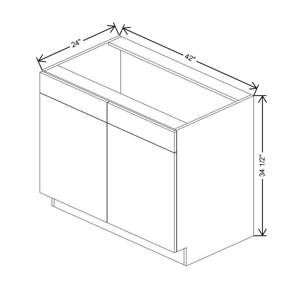 CNC Luxor 5-Piece Misty Grey 42" W 2 Drawer Front Double Door Sink Base Cabinet