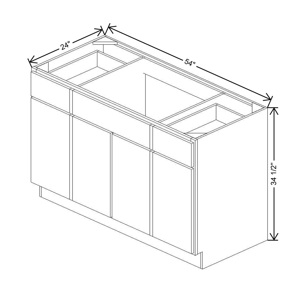CNC Luxor 5-Piece Misty Grey 54" W Combination Sink Base Cabinet