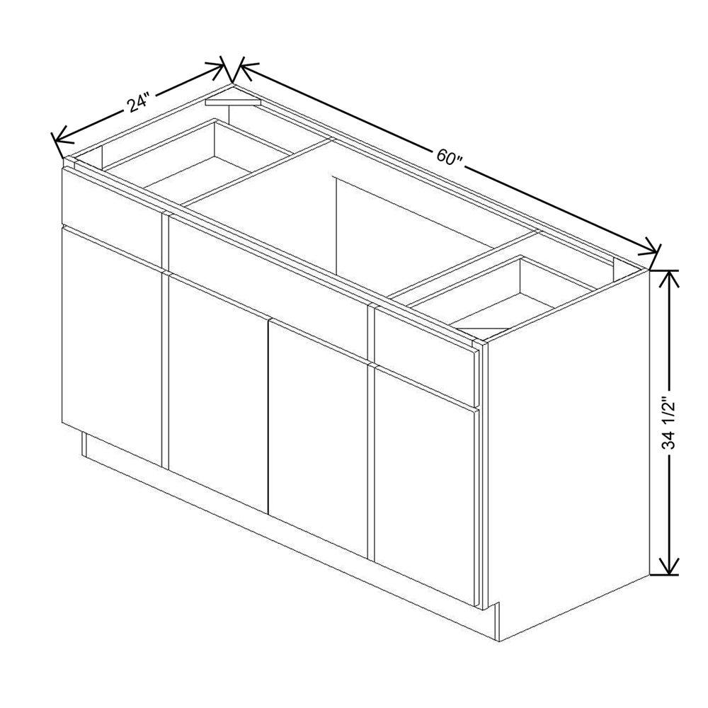 CNC Luxor 5-Piece Misty Grey 60" W Combination Sink Base Cabinet