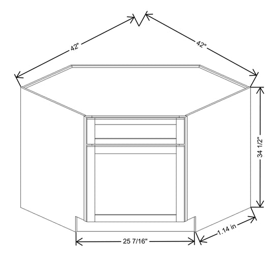 Wolf Classic Dartmouth 5-piece Pewter Paint 42"W Diagonal Sink Base Cabinet