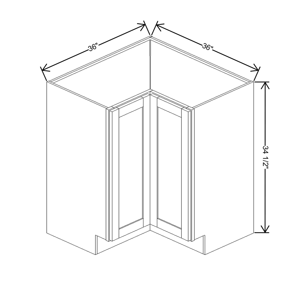 Wolf Classic Waverly Hazelnut Stain 36"W Base Corner Eazy Reach Super Susan Full H Door Cabinet