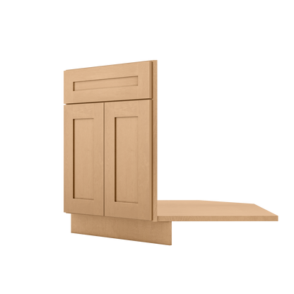 Sink Front Corner Base Kitchen Cabinet SFC42 Shaker Toffee LessCare 34.5 in. height 42 in. depth