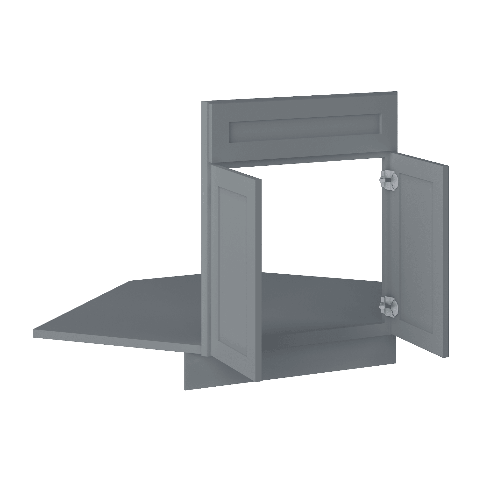 Sink Front Corner Base Kitchen Cabinet SFC42 Colonial Gray LessCare 34.5 in. height 42 in. depth