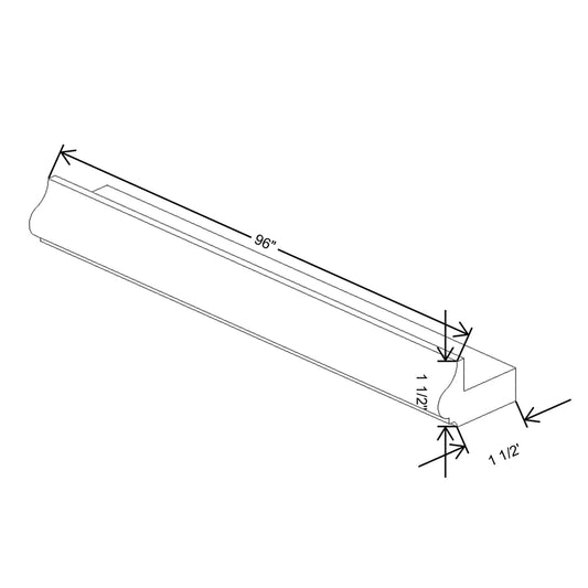 J&K White Shaker S8 96" W Light Rail Molding