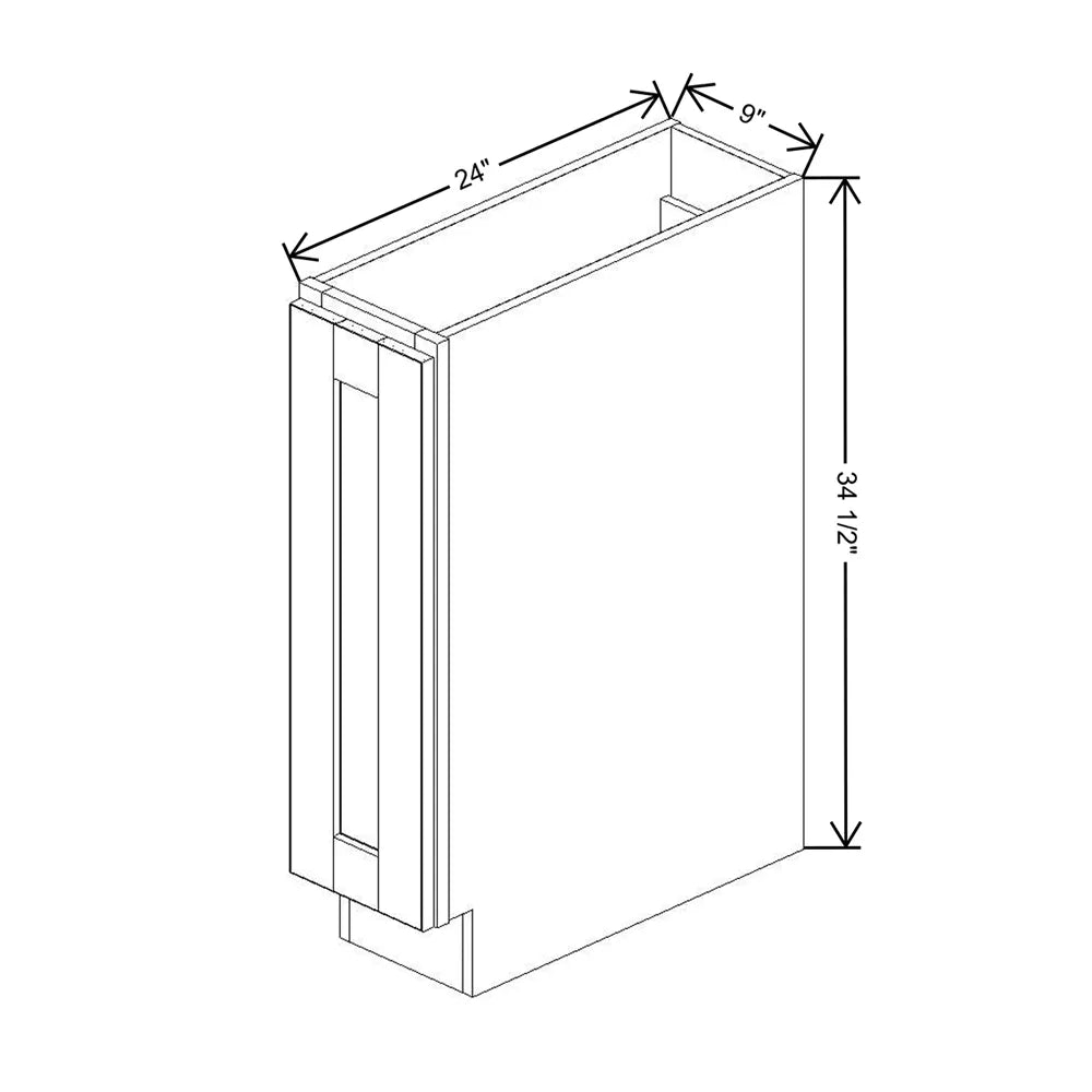 J&K White Shaker S8 Spice Pull-Out Base - 09" W