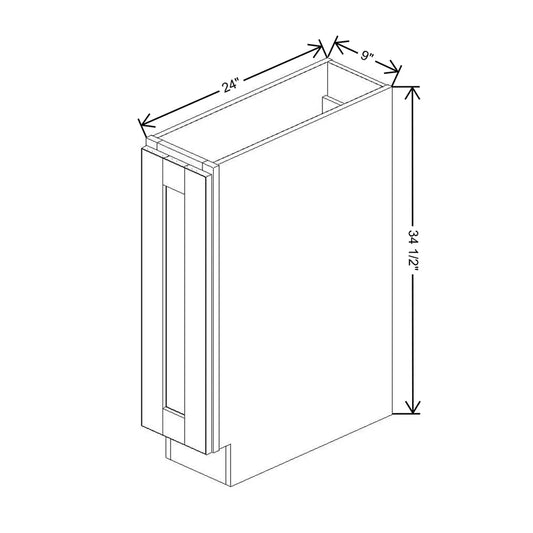 J&K White Shaker S8 Spice Pull-Out Base - 09" W