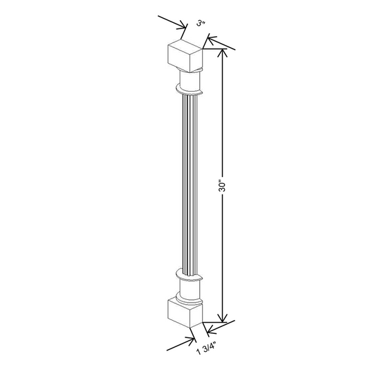 Cubitac Prestige Newport Latte 3"W X 1 1/2" D X 30"H Fluted Spindle Wall