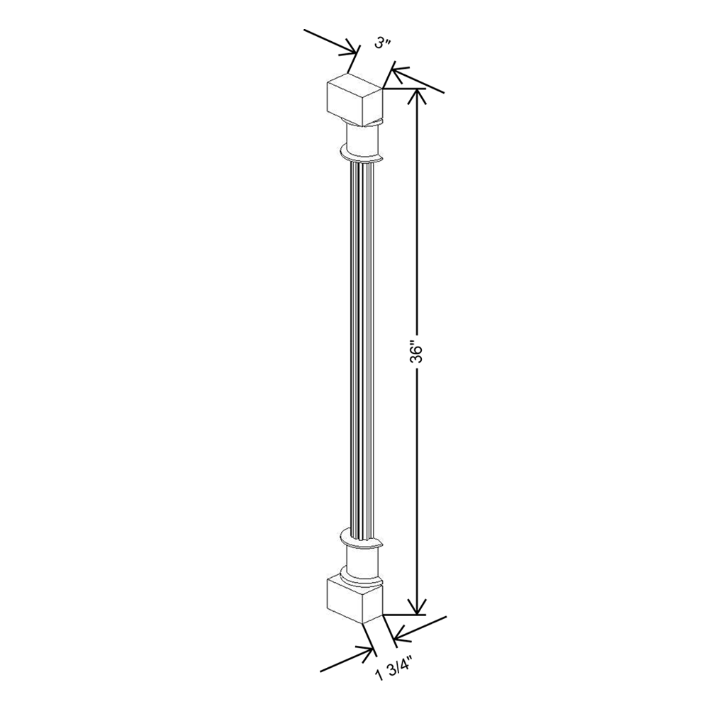 Cubitac Basic Ridgefield Latte 3" W X 1 1/2" D X 36" H Fluted Spindle Wall