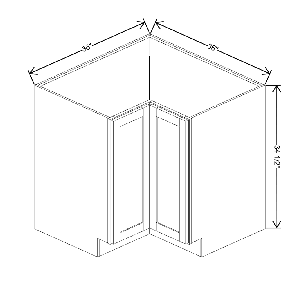 Wolf Classic Dartmouth 5-piece Pewter Paint 36"W Base Corner Super Susan Full H Door Cabinet