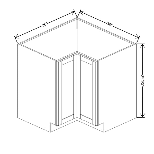 Wolf Classic Dartmouth 5-piece Pewter Paint 36"W Base Corner Super Susan Full H Door Cabinet