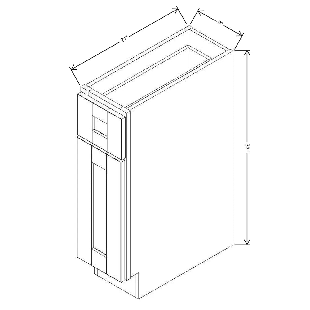 J&K White Shaker S8 Vanity Base Door/Drawer 09" W x 33" H x 21" D