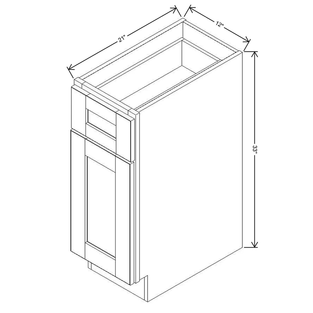 J&K Pure B5 Vanity Base Door/Drawer 12" W x 33" H x 21" D