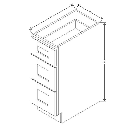 J&K Chocolate Glazed M01 Vanity 3 Drawer Base 12" W x 33" H x 21" D