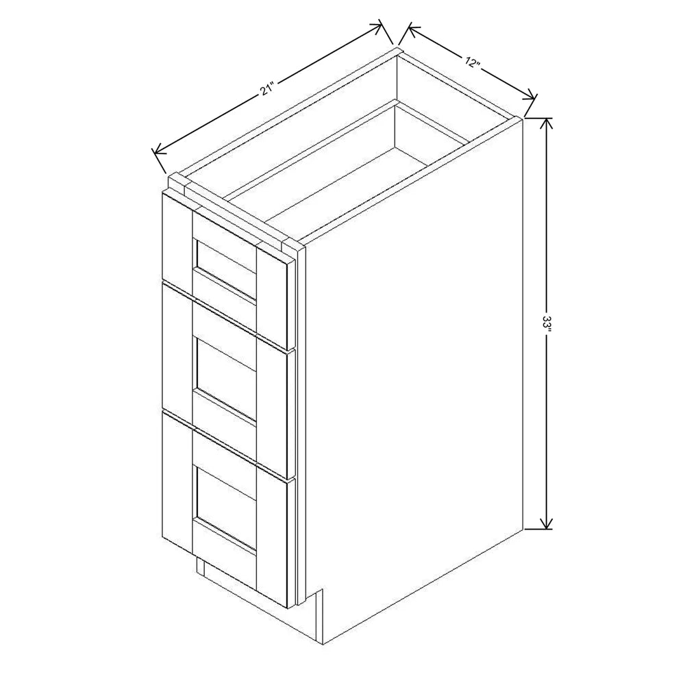 J&K Naval B7 Vanity 3 Drawer Base 12" W x 33" H x 21" D