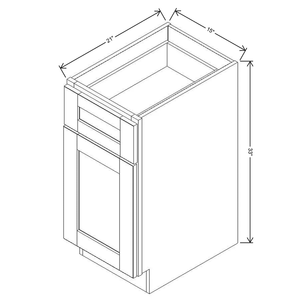 J&K White Shaker S8 Vanity Base Door/Drawer 15" W x 33" H x 21" D