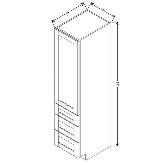 J&K Sage E3 Vanity Linen with bottom Drawers 18" W x 81" H x 24" D