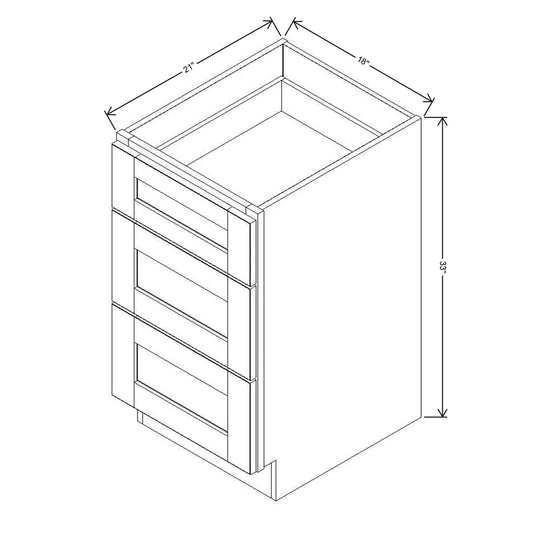 J&K Naval B7 Vanity 3 Drawer Base 18" W x 33" H x 21" D