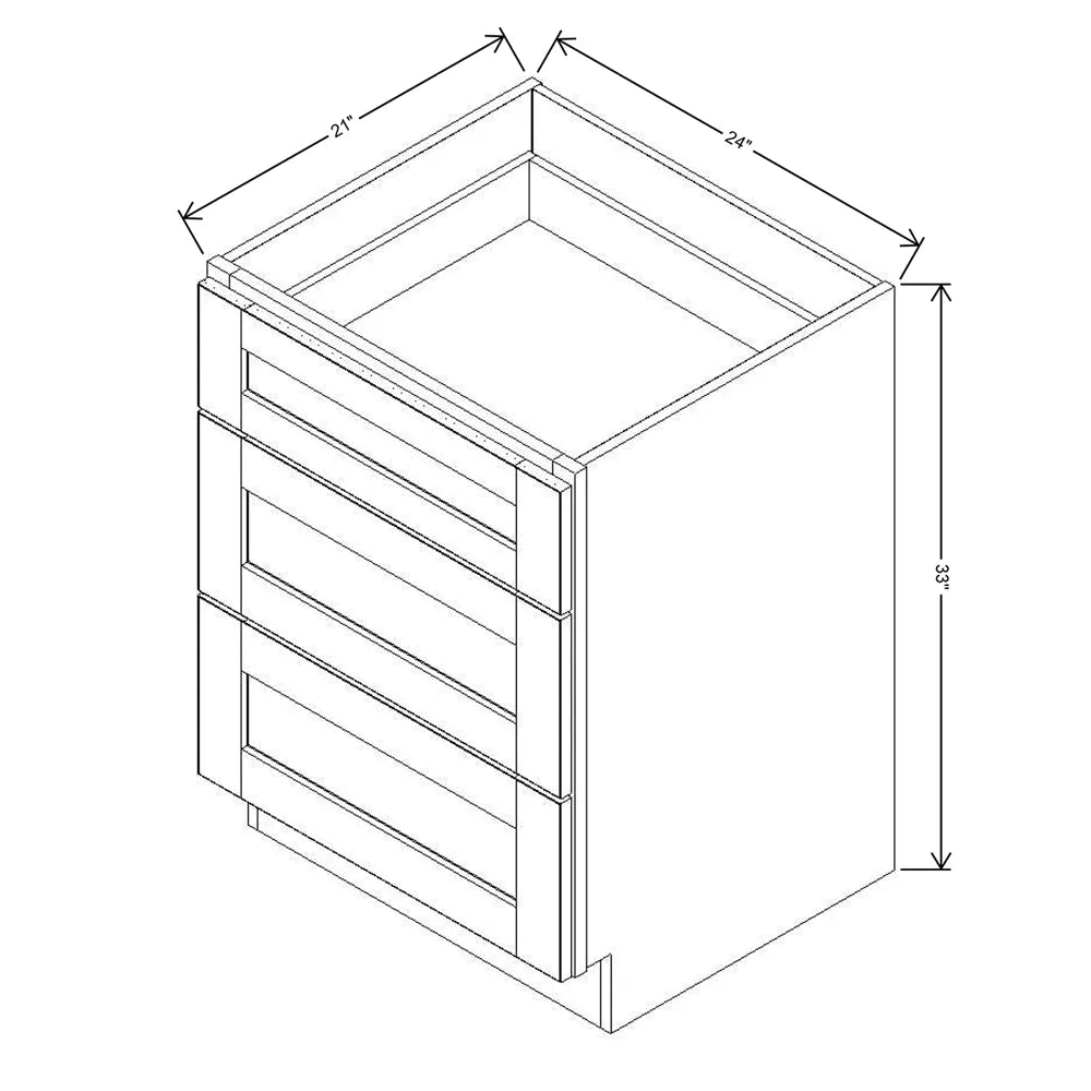 J&K Greige K3 Vanity 3 Drawer Base 24" W x 33" H x 21" D