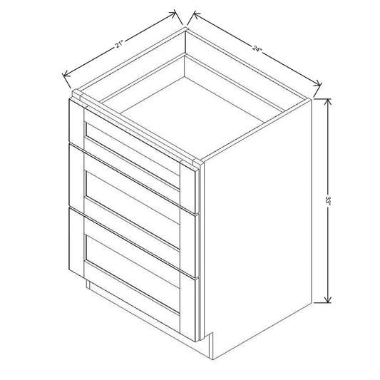 J&K Greige K3 Vanity 3 Drawer Base 24" W x 33" H x 21" D