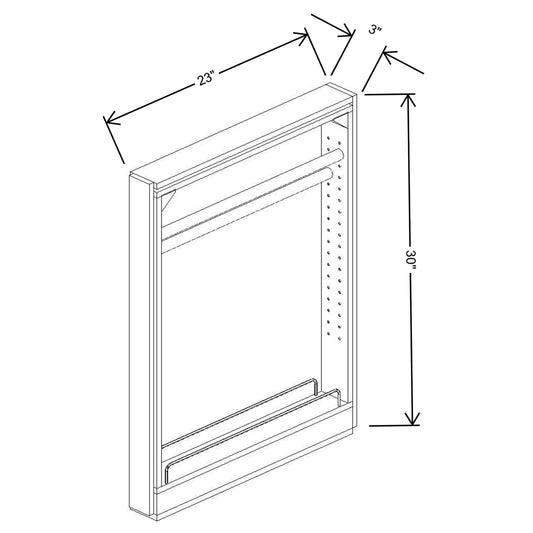 Fabuwood Value Premium Hallmark Frost 03"W Towel Bar Pullout BF Soft Close BB Slides