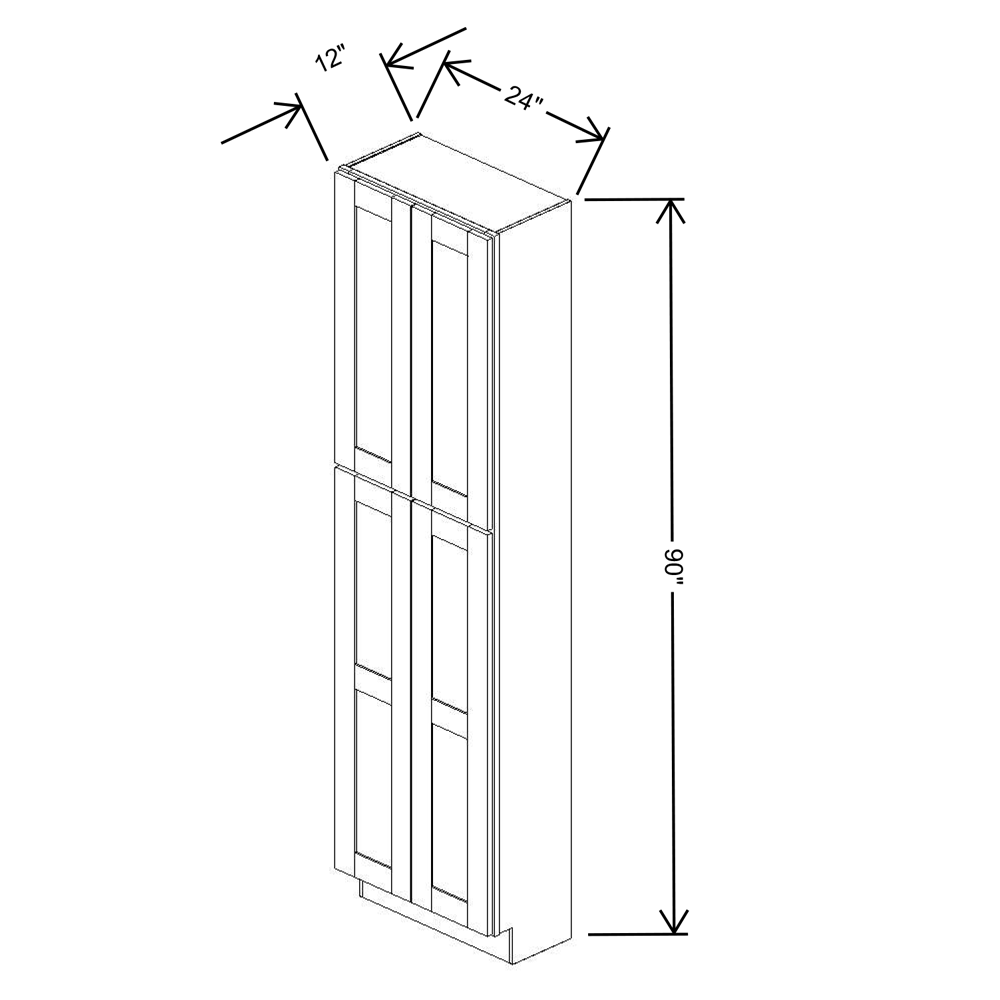 Fabuwood Allure Fusion Dove 24"W X 90"H X12"D Tall Pantry